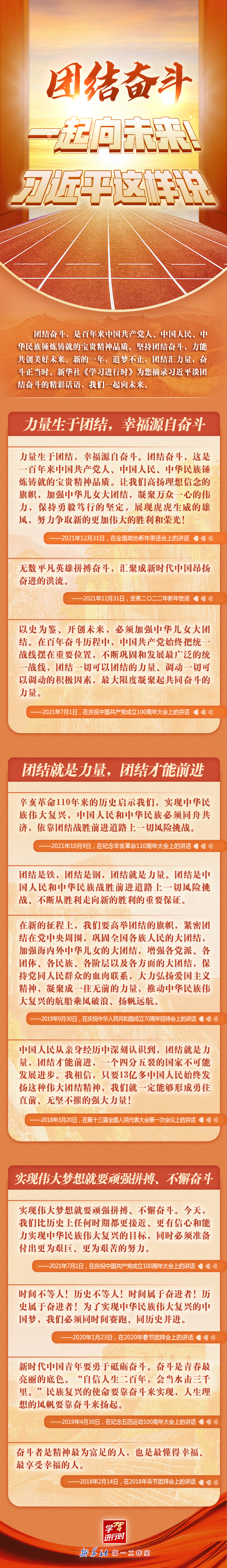 學(xué)習(xí)進(jìn)行時丨團(tuán)結(jié)奮斗，一起向未來！習(xí)近平這樣說