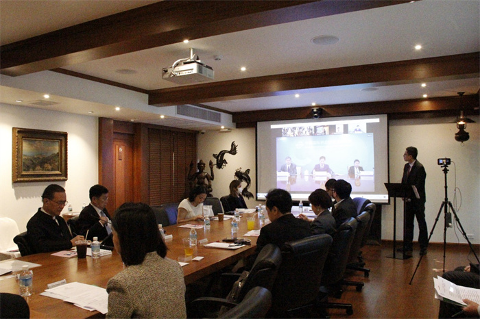  中國貿(mào)促會副會長張慎峰視頻致辭。中國貿(mào)促會駐泰國代表處供圖