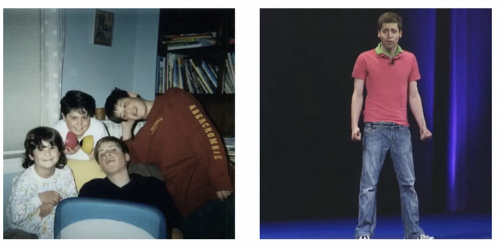 左為童年奧特曼與兄弟姐妹的合影。右為23歲時的奧特曼。圖源：Youtube