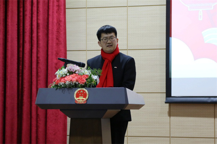 中國駐阿爾及利亞大使李健致辭。中國駐阿爾及利亞大使館供圖