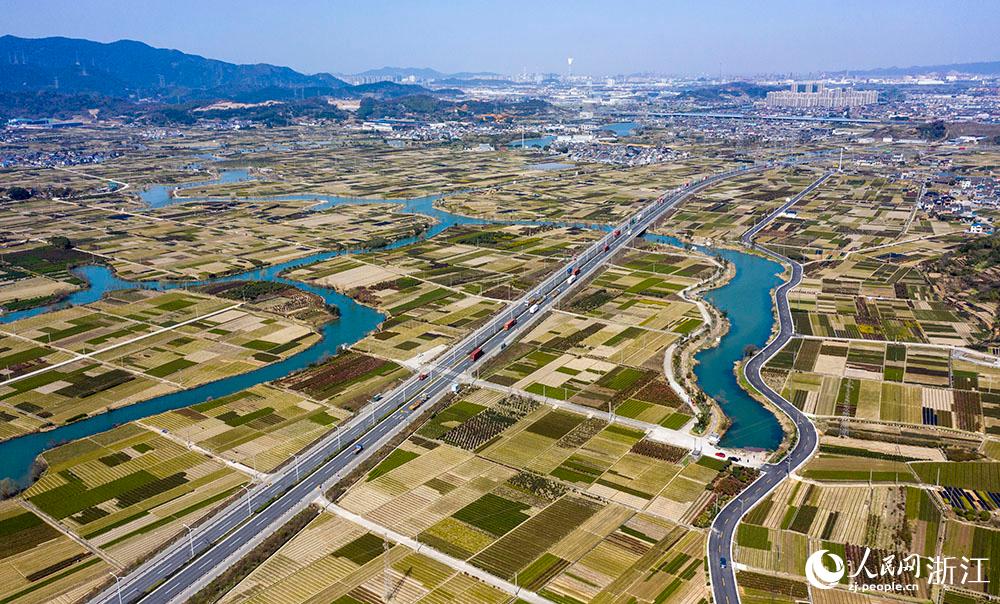 寧波市北侖區(qū)柴橋街道的萬(wàn)畝花田猶如打翻的調(diào)色盤。人民網(wǎng) 章勇濤攝