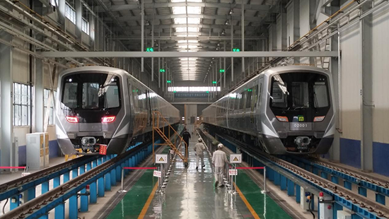 石家莊地鐵二號線列車。 中車齊車集團石家莊公司供圖