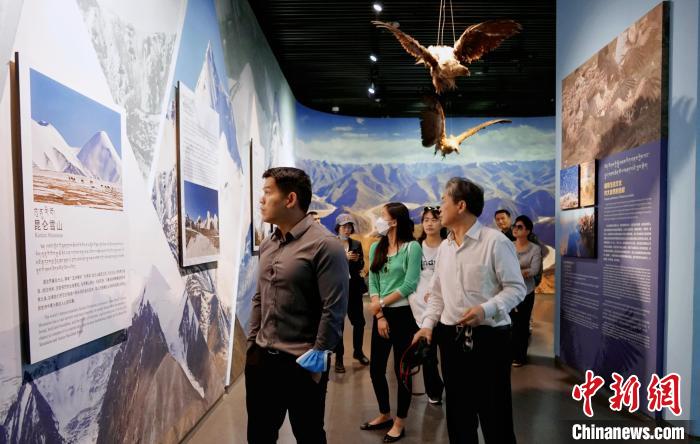 圖為中外嘉賓參觀玉樹州博物館?！●R銘言 攝