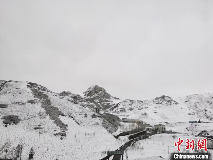 圖為青海省東南部的青沙山區(qū)域銀裝素裹。　張?zhí)砀?攝