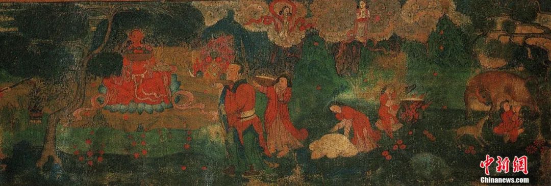 14世紀(jì)唐卡卷軸畫《女神》局部。<a target='_blank' href='/'><p  align=