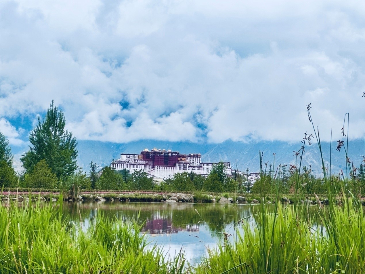 在南山公園遠眺布達拉宮。人民網(wǎng)記者 益西康珠攝